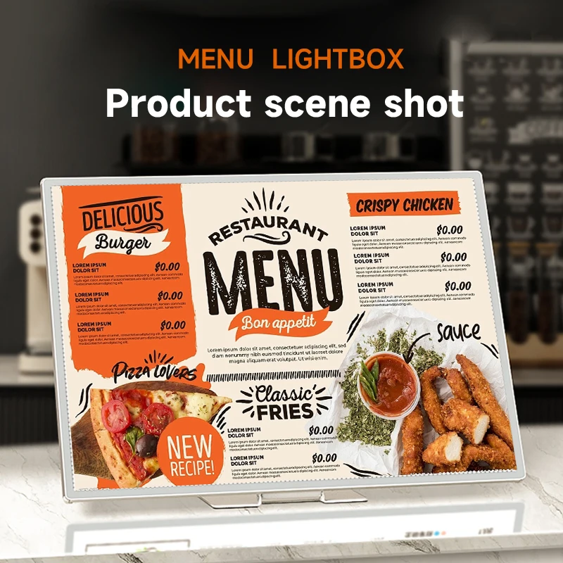 Factory Hot Sale Led Menu Lightbox for PIZZA Cafe Bar Table Led Menu Light Box with A3 A4 Led Advertising Poster Frame