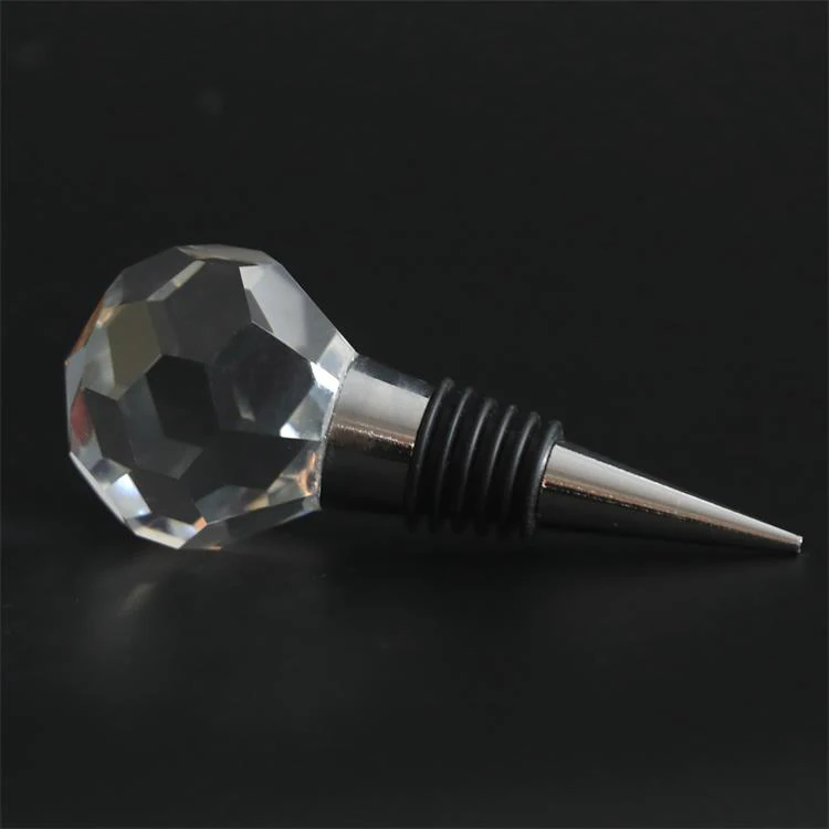 Engraved Optic Crystal Diamond Shaped Wine Stopper For Wedding Wine Gifts