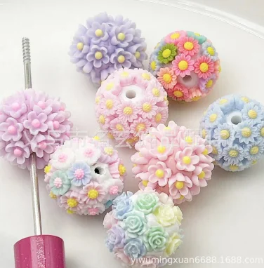 Аксессуары из бисера, мягкая игрушка для ручки, зажим, шармы, бусины из полимерной глины, Цветочные бусины для поделок, акриловые