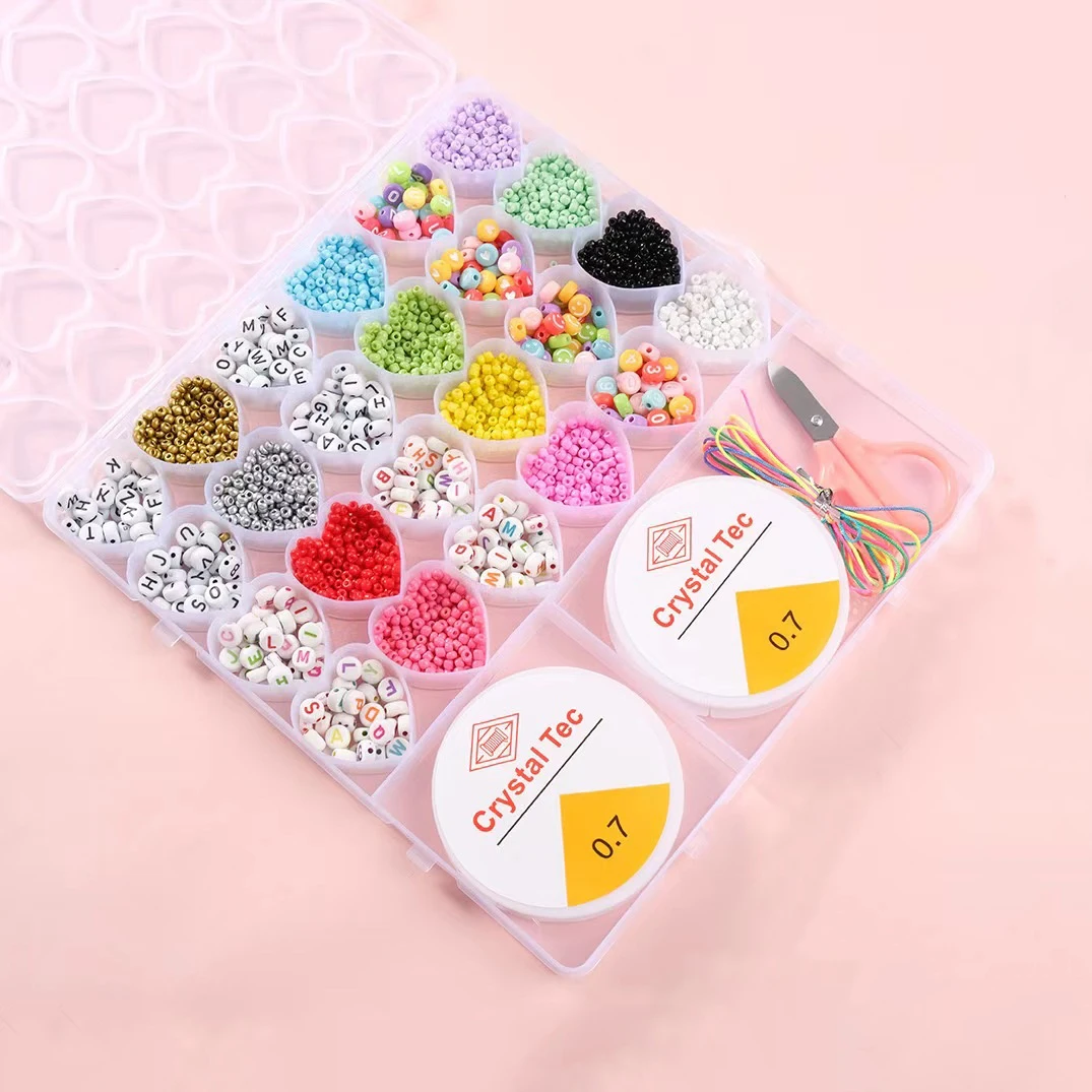 26 Grids 1 Set Jewelry Beads Bracelet Making Kit Plastic Polymer Beads DIY Arts Crafts Kit Letter Bead Gifts Toys for Girls