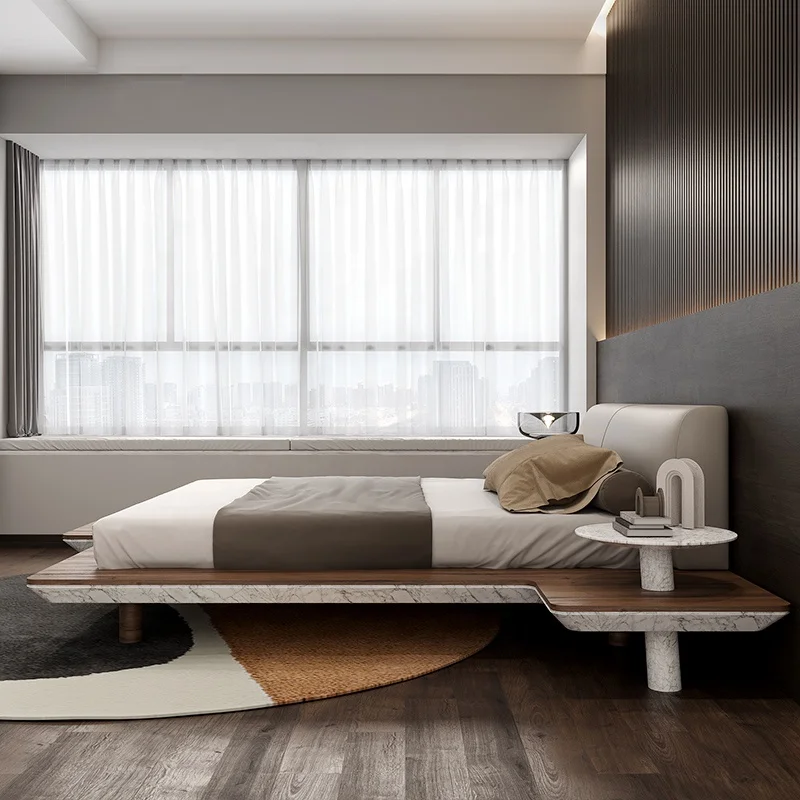 Shipping container house luxury 4 beds room wooden bed tatami bed frame king size