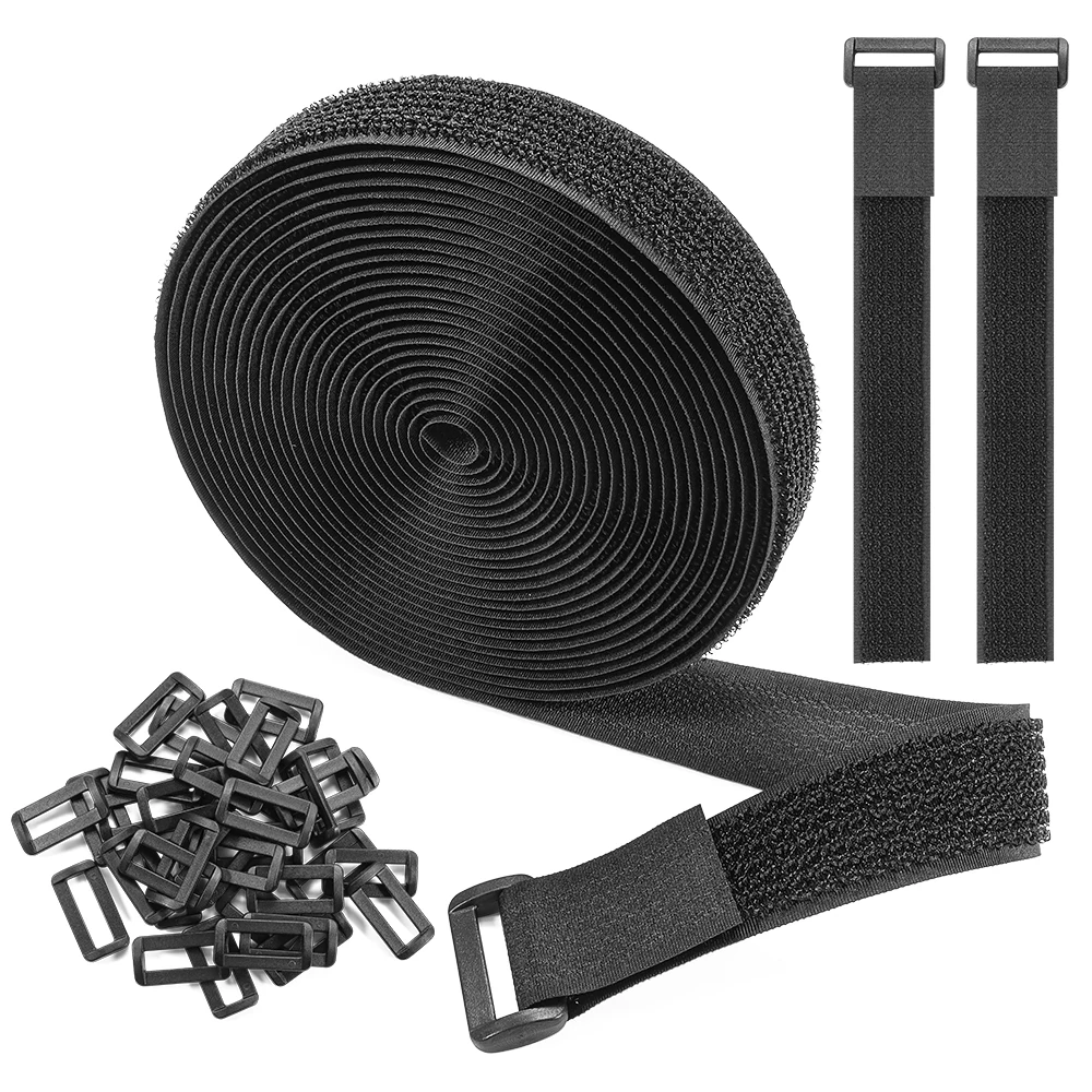 Factory Price High Quality 2 in 1 Hook and Loop Tape Strap Adjustable Fastening Cinch Straps With Plastic Buckles