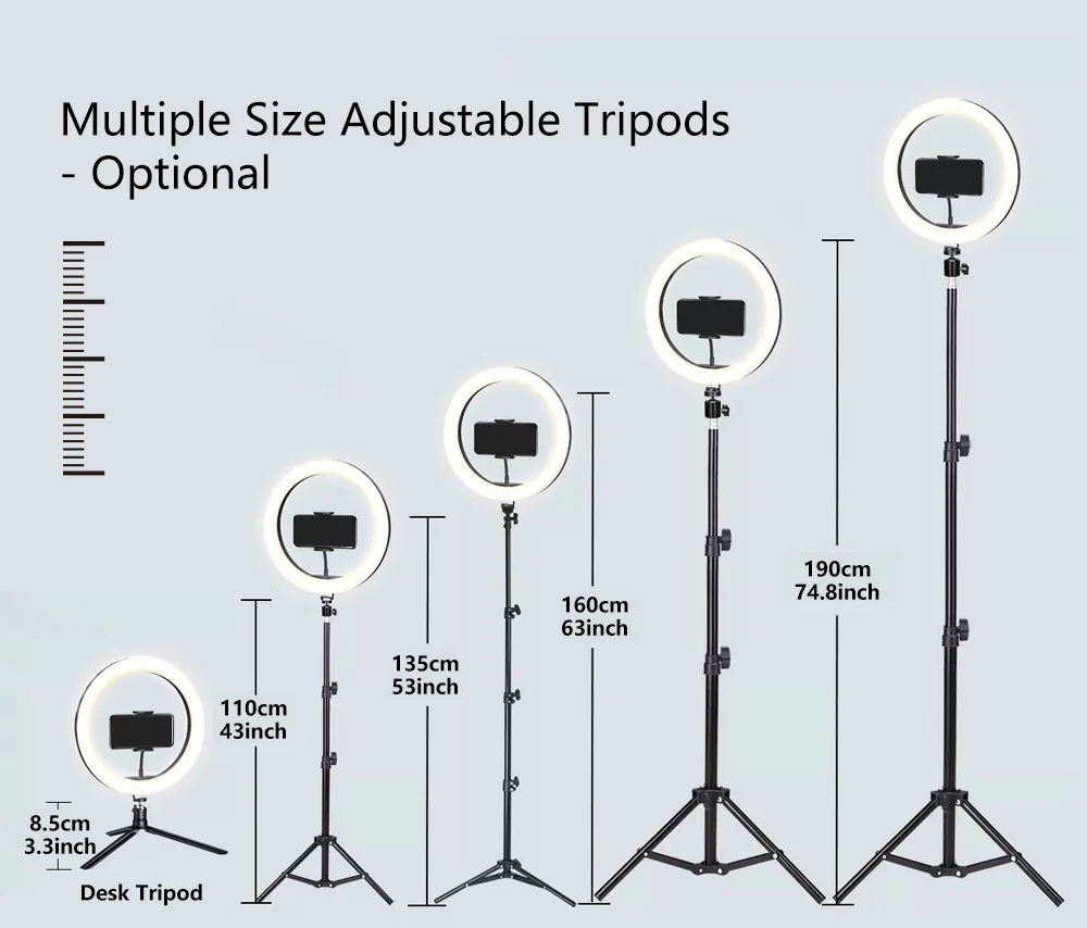 Junnx custom tripod stand 12inch photographic ringlight tiktok living video fill light selfie makeup 10 12 inch led ring light