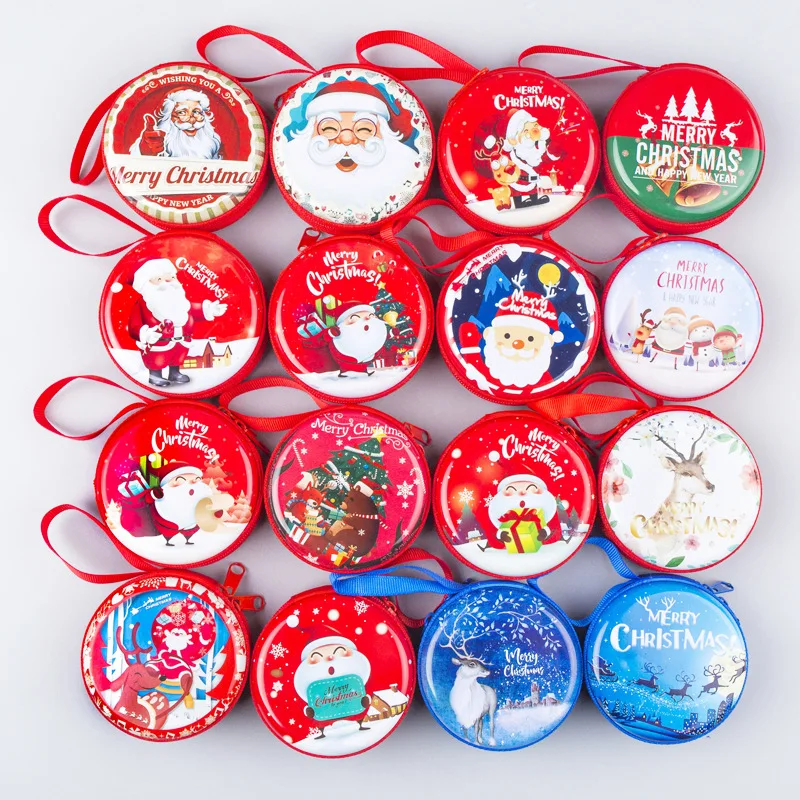 7*3cm Christmas Pattern Little Coin Purse Small Wallet Headset Storage Bag Santa Clause Christmas Gifts Kids Xmas Favors