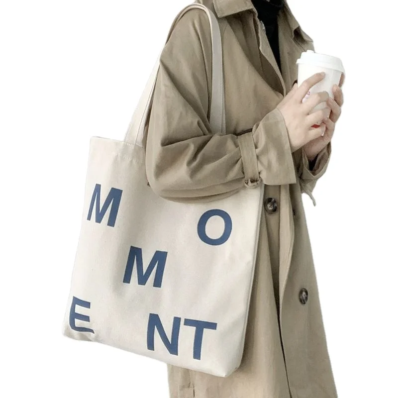 2022 wholesale manufac fashion cheap women canvas tote shopping shoulder tote bag