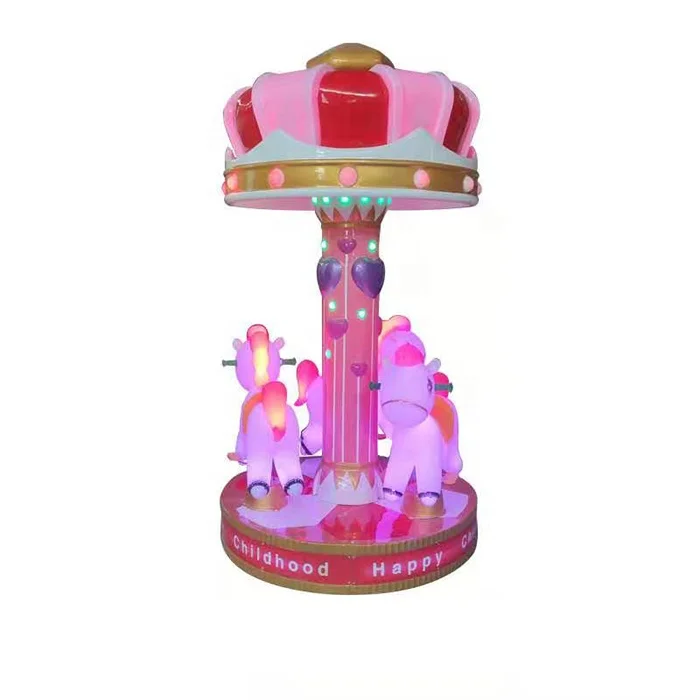 amusement park machine game 3 seats mini merry go round kids carousel coin operated game machine