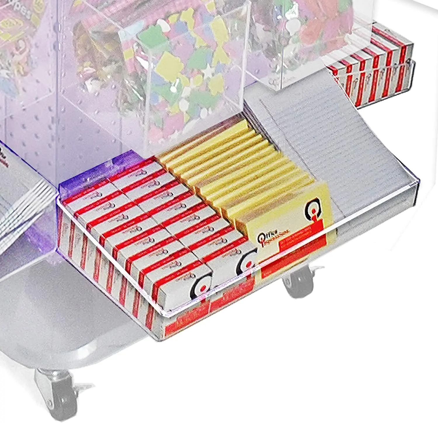 Hanging Acrylic Open Trays Slatwall Pegboard Retail Stores Product Display Holder With 2 Metal U-Hooks