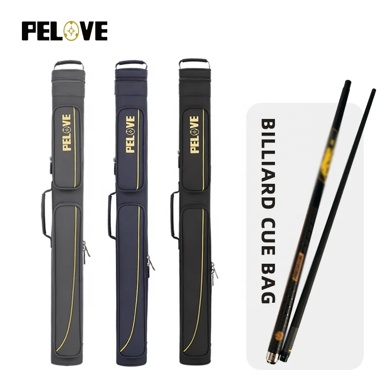 Factory Wholesale PU Leather 2 Butts 3 Shafts Pool Cue Hard case Billiard Cue Cases with Adjustable Shoulder Strap for Club