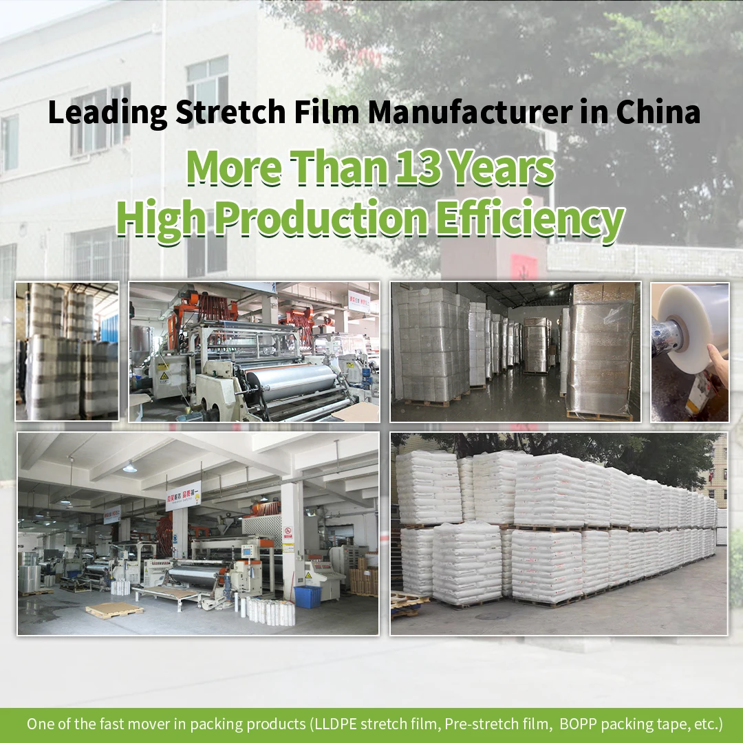 China Producer Elongation 100-120% Edge folded Clear PE pre-stretch film