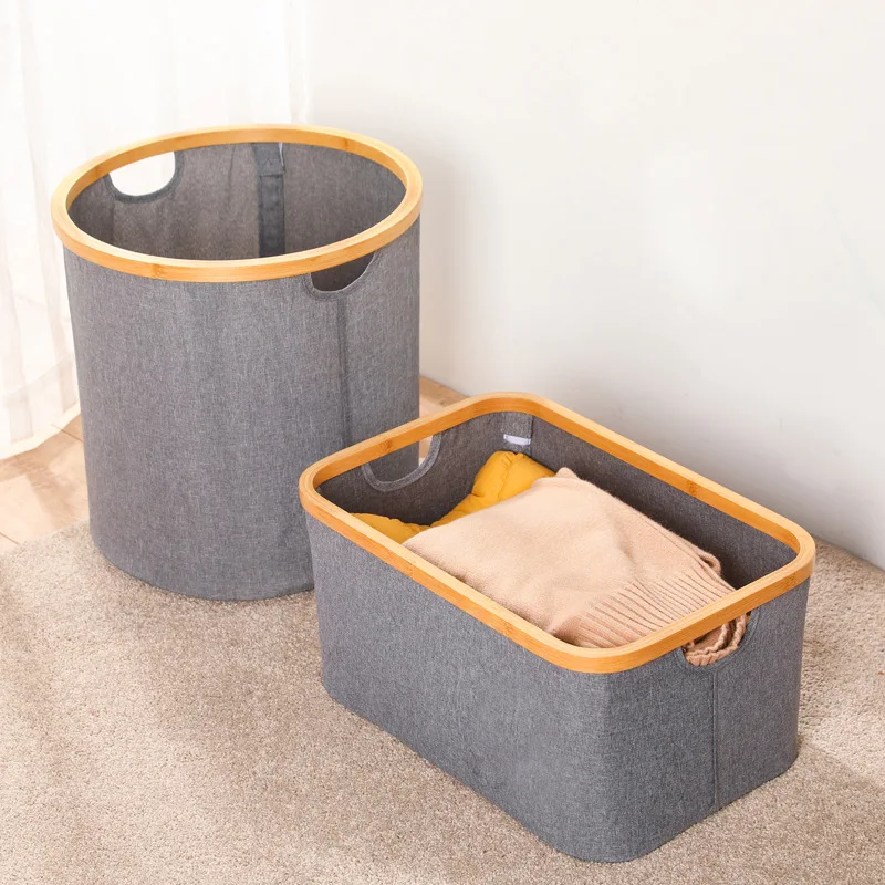 Wholesale customized Size weaving Washable folding cloth bamboo Foldable Storage Basket for Dirty Clothes