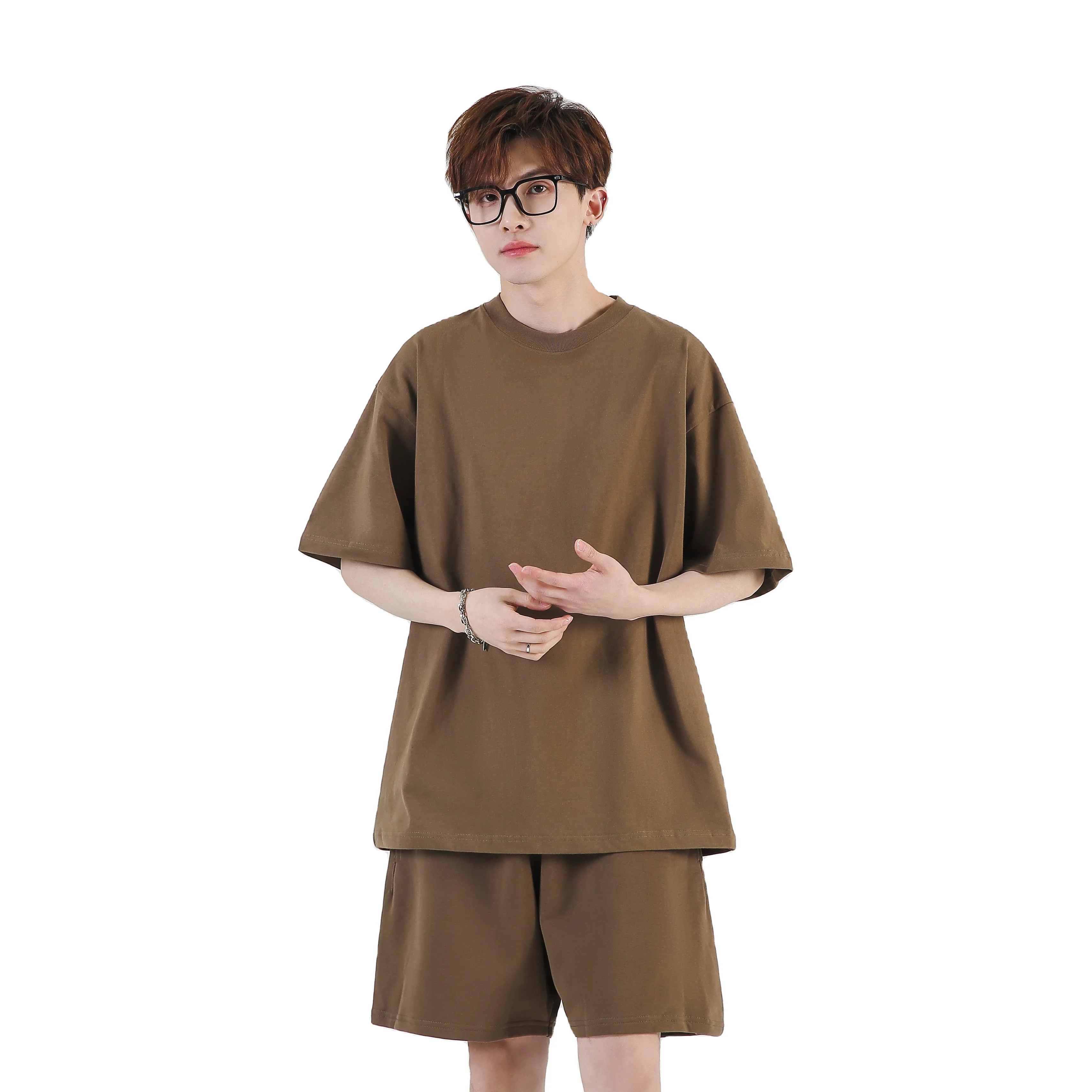 250GSM Heavy Cotton Mens Oversize Drop Shoulder Thick T-shirt With Oem Printing