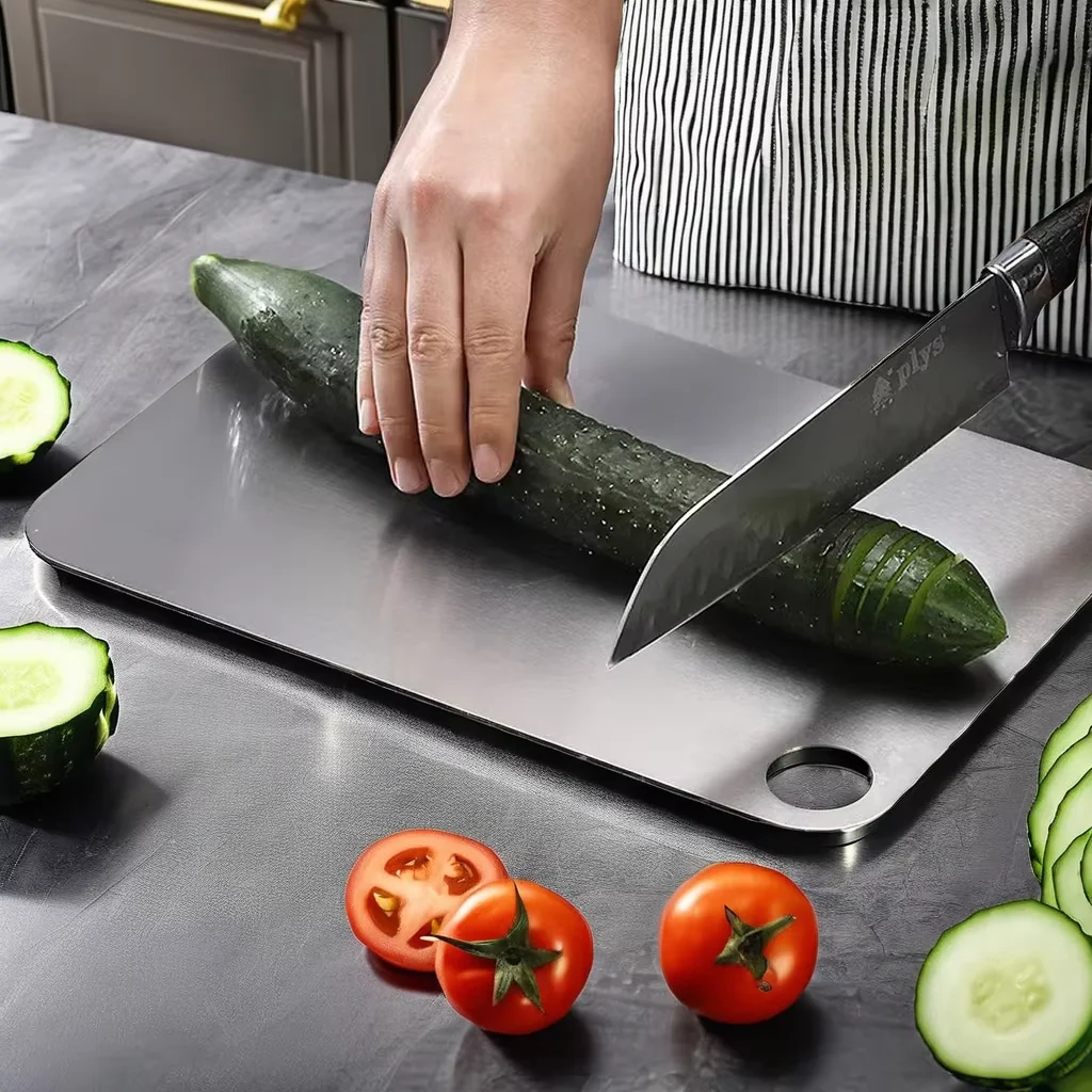3 Durable High Grade Metal Chopping Block Stainless Steel Double Side 100 Pure Titanium Cutting Board for Kitchen 34x23cm 2 in 1