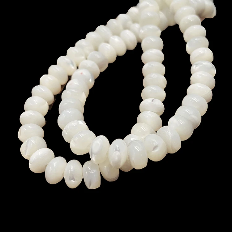4X6mm flat round rondelle white shell beads supplies for shell jewelry making