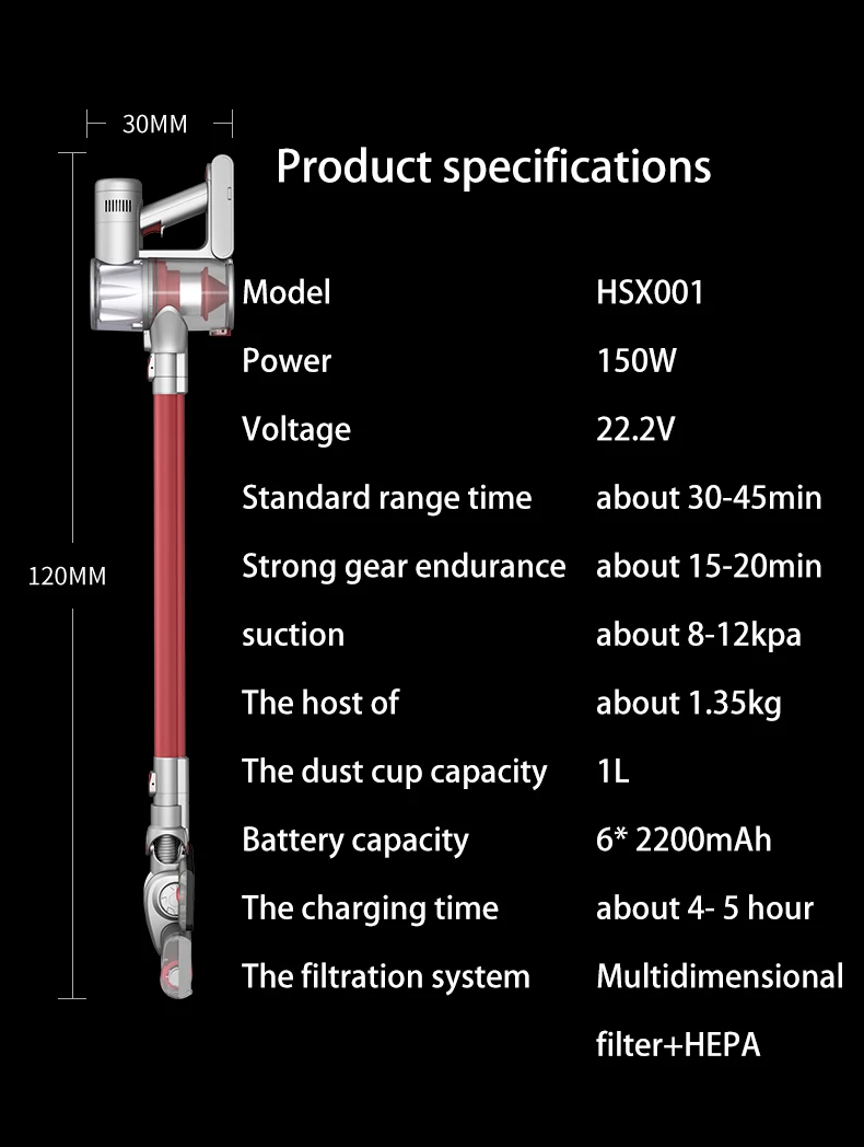 Cordless Handheld Stick Vacuum Cleaner Portable Cleaning Mop Cleaner Car Charger Bag Motor PSE Mold Power Battery Time Living