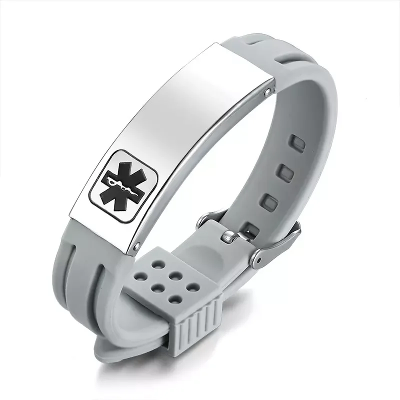 Waterproof Black Skinny Sport Fitness Safety ID Bracelet Hypo-allergenic Silicone  wrist band