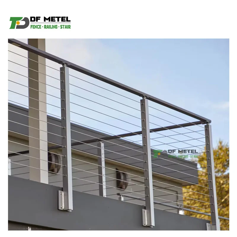 DF   new design  indoor stainless steel stair metal design deck  railing  balustrade black cable railing for balcony