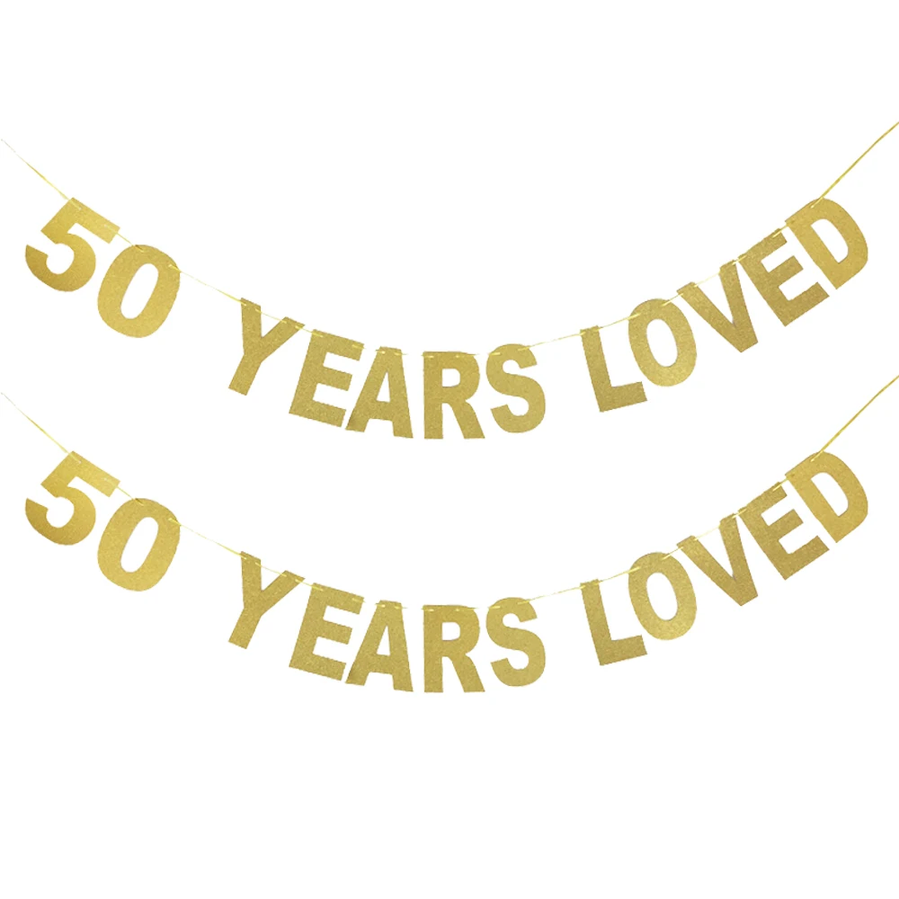 
30/40/50/60/70 years loved Glitter Banner Birthday Flags Thirsty Anniversary Party Decorations Bunting Events Supplies 