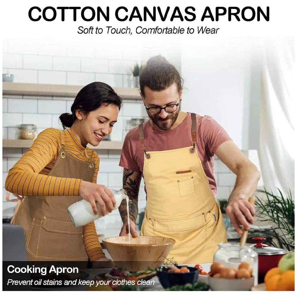 Cotton Thick Canvas Apron Printing Hairdresser Florist Restaurant Bar Cafe Work Apron Production Drawing