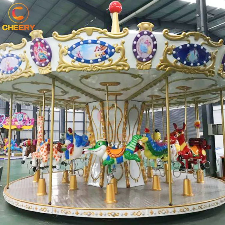 Fun fairground rides theme park luxury electric merry-go-round round carousel carnival ride for sale