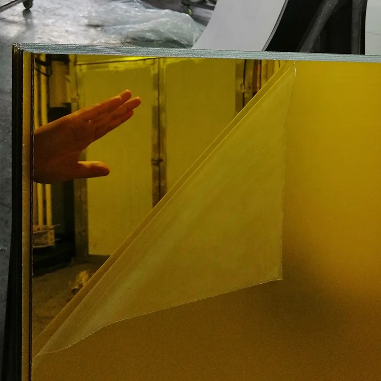 Guangzhou yishun manufacturer wholesale 0.8-6mm gold color pmma plastic plexiglass mirror sheet