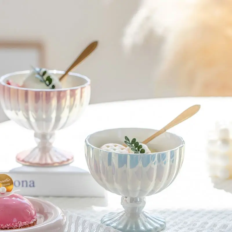 Alibaba Top Seller 2024 High-Value Home Spray Color Ice Cream Ceramic Coffee Mug Dessert Bowl Breakfast Cup Milk Tea Cups