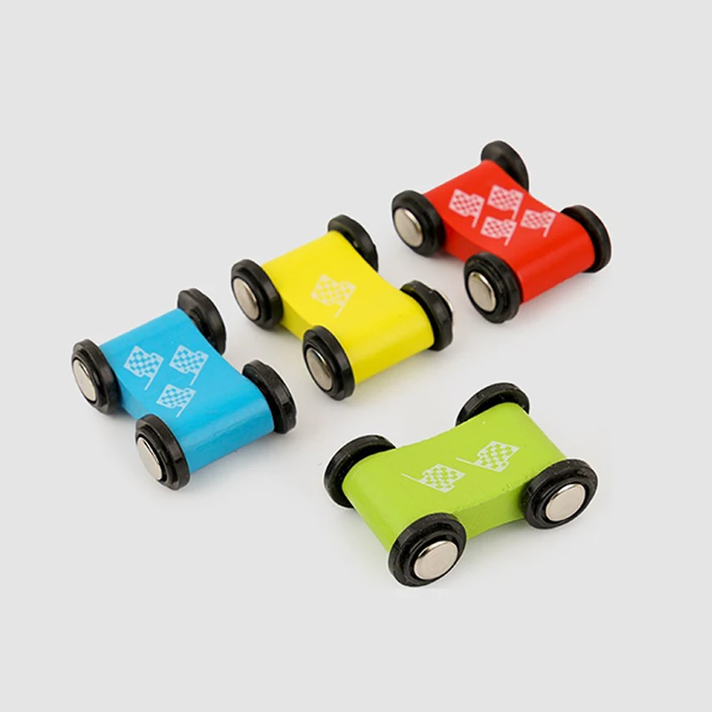 wooden race track car ramp racer with 4 mini cars