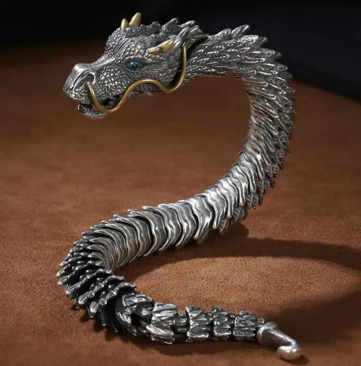 CaiCai Dragon bracelet male retro domineering trendy male bracelet keel cold wind advanced sense of large black dragon snake