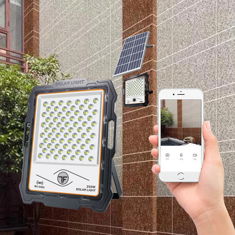 100w 200w 300w 400w Portable Led Solar Flood Light With CCTV Camera Security Monitor Outdoor Garden Solar Floodlights