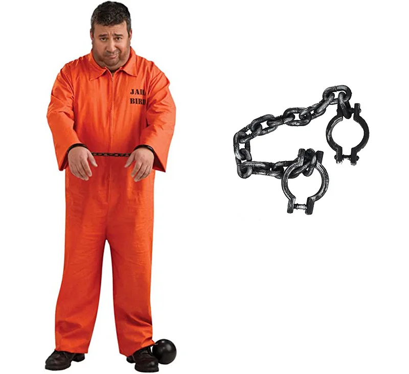 2024 High Quality Prisoner Halloween Cosplay Jail Inmate Uniform Adult Plus Size Orange Prison Jumpsuit Costume for Men