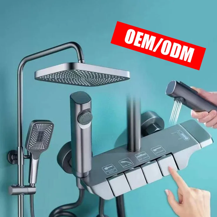 Bathroom Black Brass Shower Faucet Hot and Cold Shower System Rain Shower Set