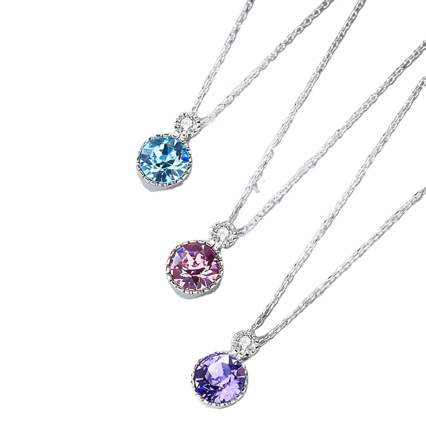Heart of the sea S925 Sterling Silver Necklace Fashion versatile clavicle chain crystal pendant Lover Gift women Necklace
