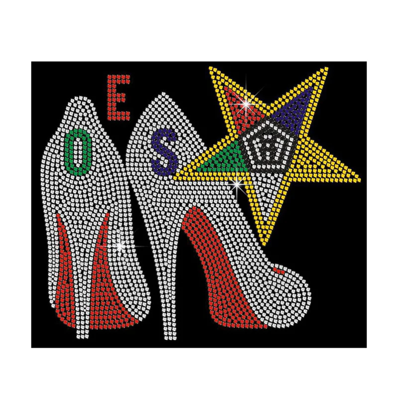Wholesale Bling OES Shoes Rhinestone Transfer Custom OES Shoes Hotfix Stones Designs Iron on For t shirt
