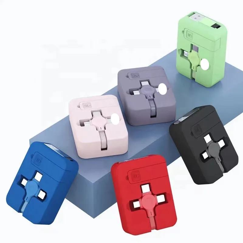 4in1 Retractable USB Type C Micro USB Cable for iPhone 14 13 12 11 Pro With Phone Stand 3in1 2in1 Charging Charger Data Cable