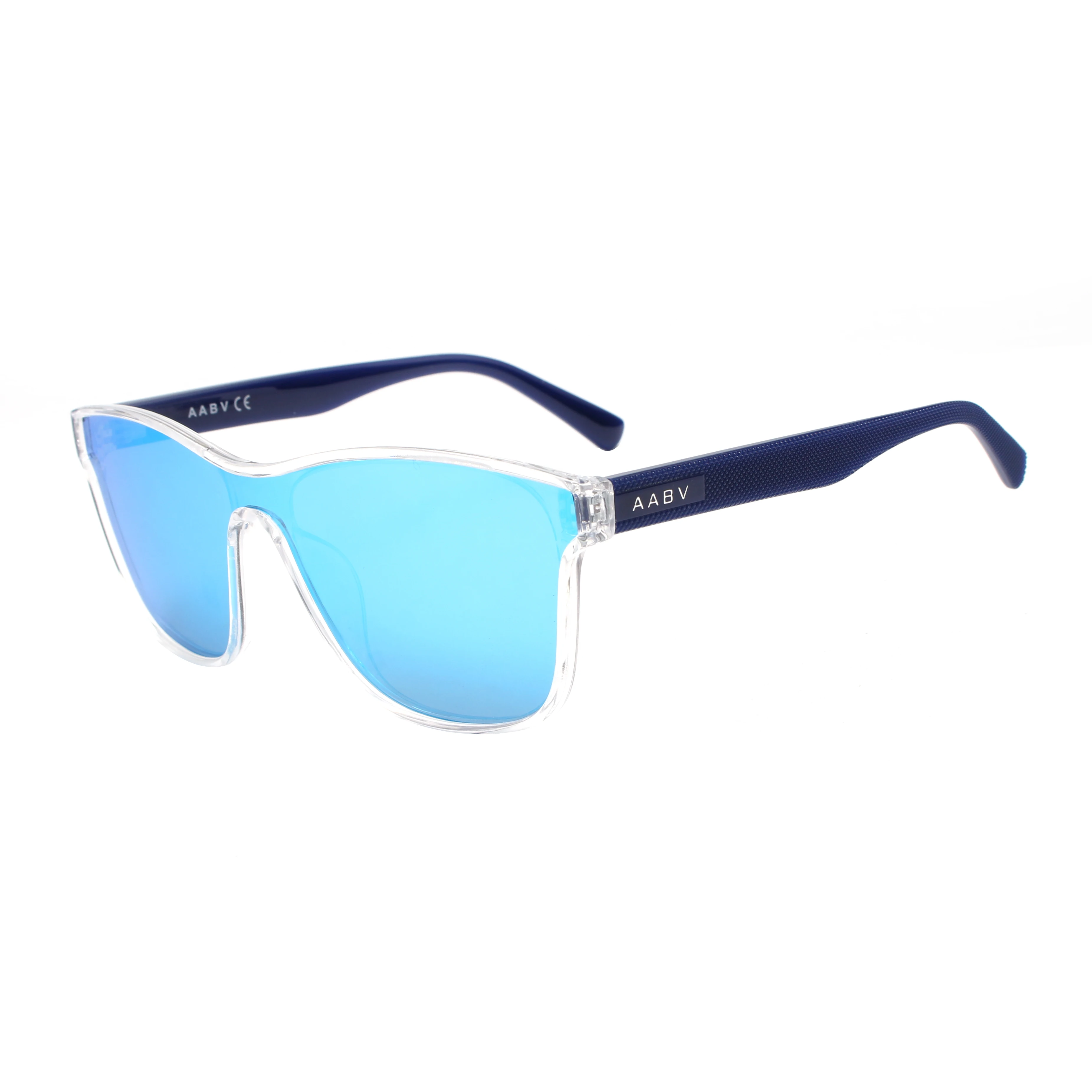 Custom 2023 TR90 Blue Frame One Piece Lens Sunglasses Blenders River Sport Mens Polarized Sunglasses Logo