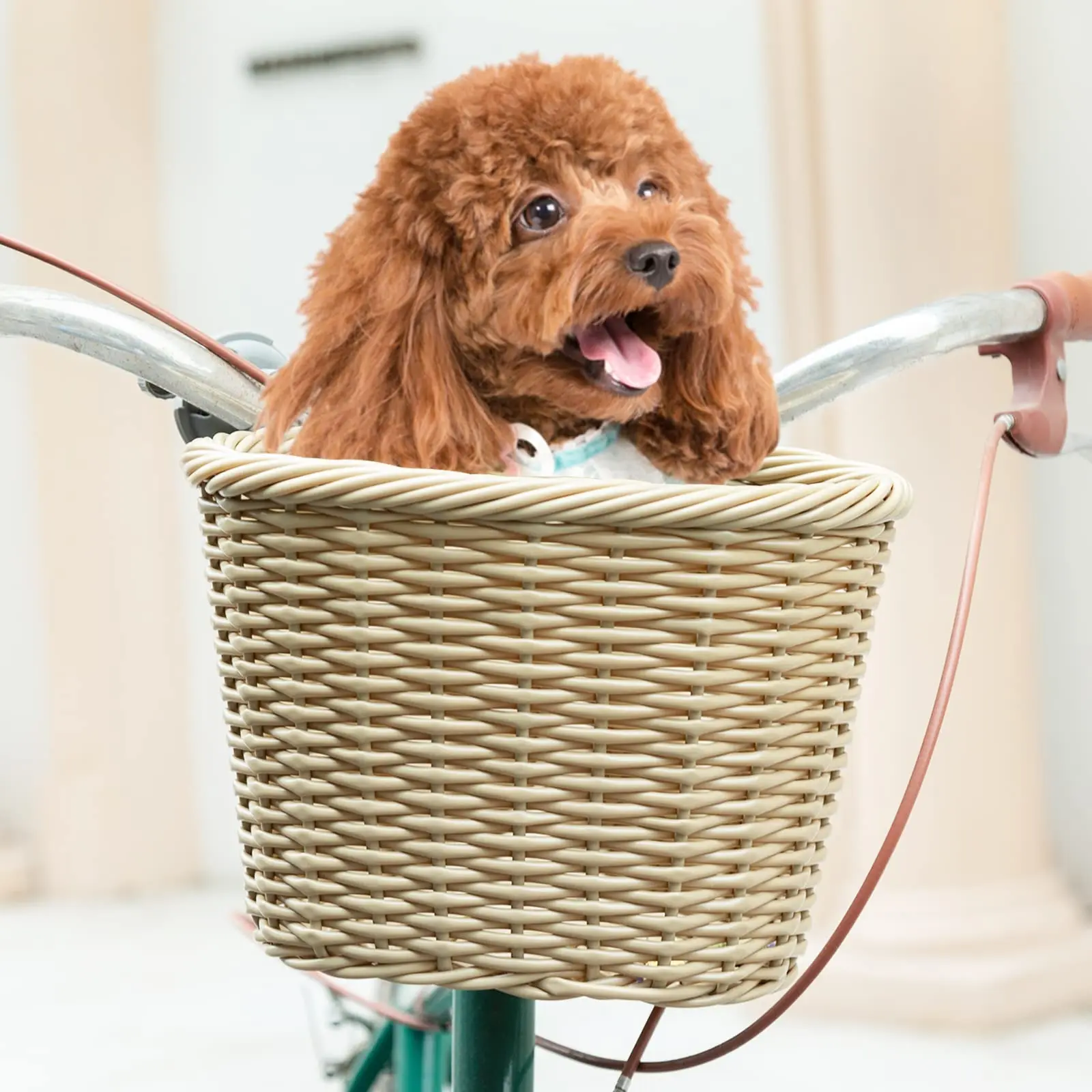 Adult Bikes Front Kids Handlebar Waterproof Storage Bicycle Woven Bike Basket front with Adjustable Leather