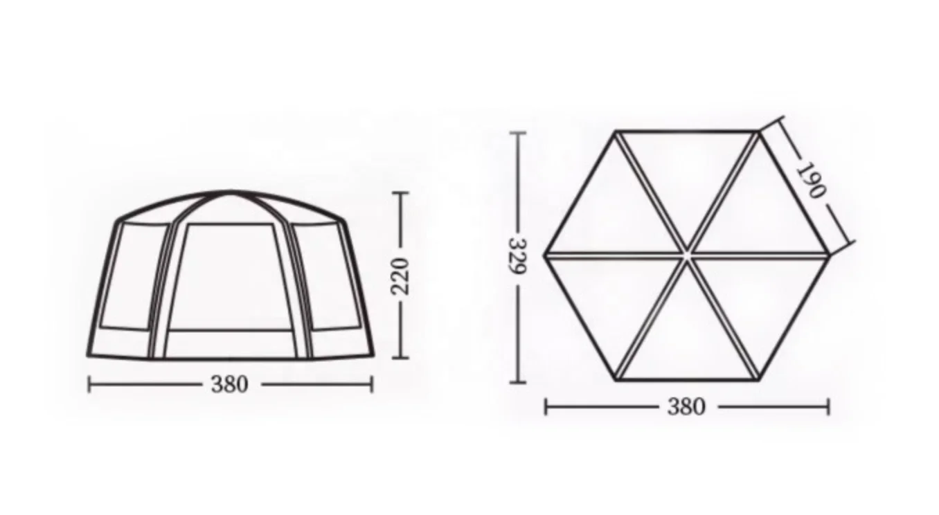 High-End Custom Design Event Hexagonal Glamping Outdoor Camping Inflatable Air Tube Tent For Family Camp