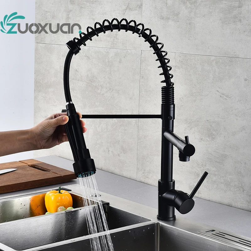 ZUOXUAN factory  brass pull out spring  kitchen faucet