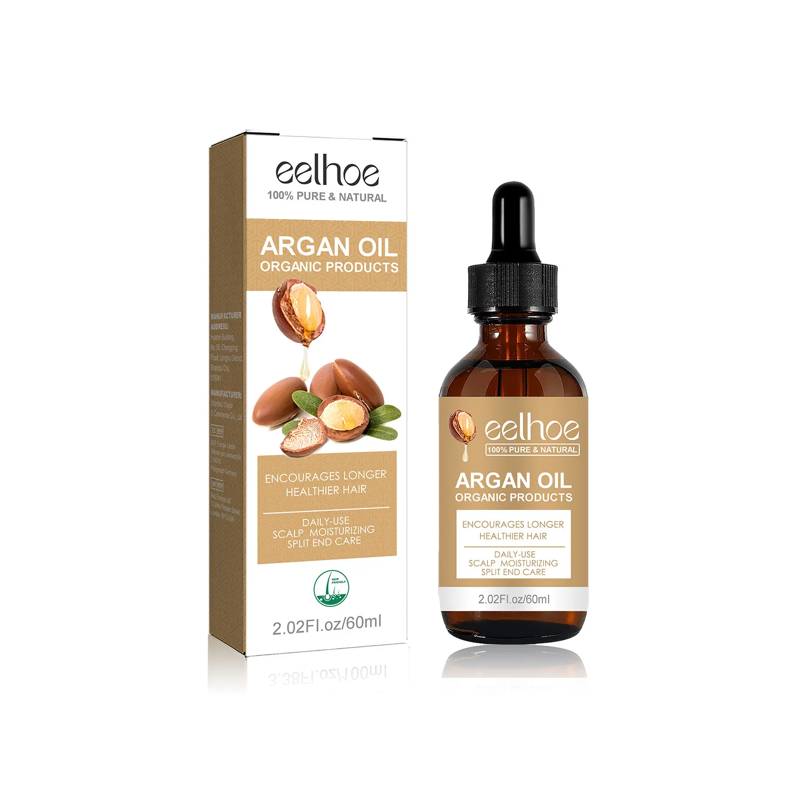 Eelhoe 60ml Daily Repairing Hair Products Argan Oil Morocco Hair Oil For Stressed Dry Brittle Hair Care Essential Oil