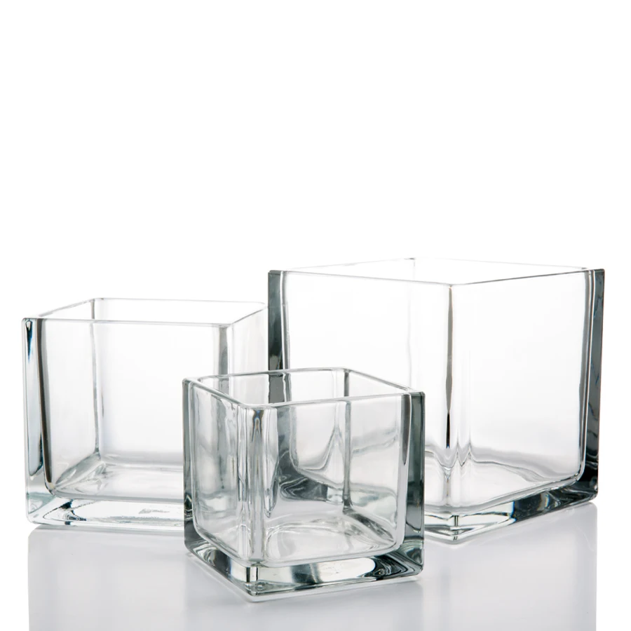 Festival products Factory Price wholesale Multi Size fashionable glass clear square vases centerpieces