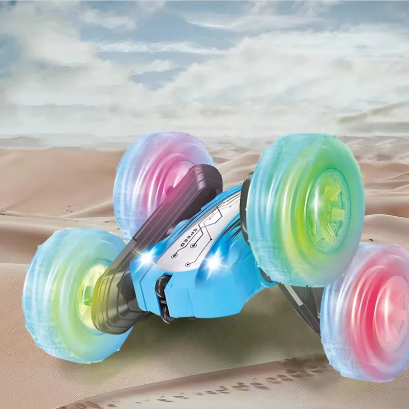 360 Rotation RC Stunt Car with LED Lights 2.4G Remote Control Off Road Toy Vehicle for Sand Grass and Indoor Play Durable Build
