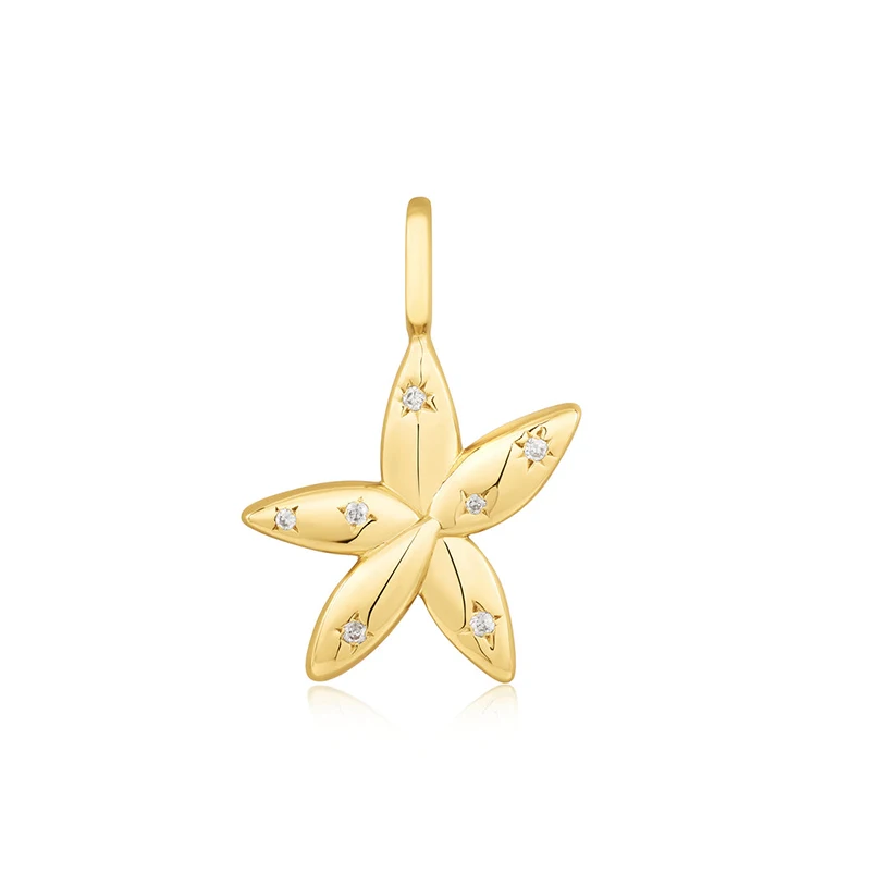 Gemnel Wholesale Silver 925 Jewelry Sea Life Creature Element 3D Effect Textured Summer Making Shell StarFish Charm Necklace