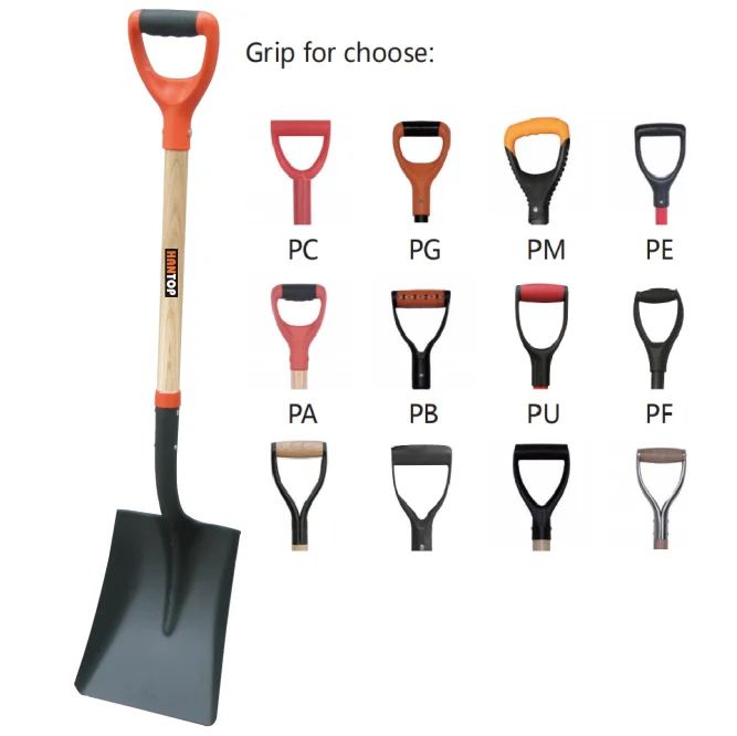 71318 Hantop square garden shovel S519 with wooden handle PA grip