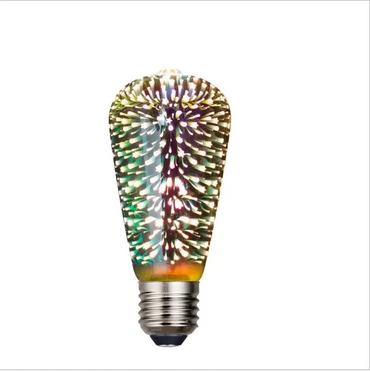 A60 ST64 G80 G95 G125 LED Light Bulb E27 3D Fireworks Edison Bulb Party Lamp Holiday Christmas Decoration