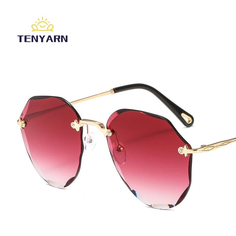 Tenyarn Fashionable New Style Hot Sale Street Beat Sun Glasses Women Sunglasses Rimless Oval