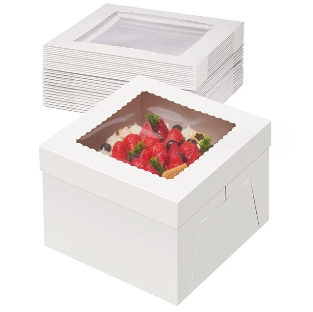 White Card Box Cover Boxes Transparent Paper Food Snack Sandwich Packaging Cake with Window Rigid Boxes