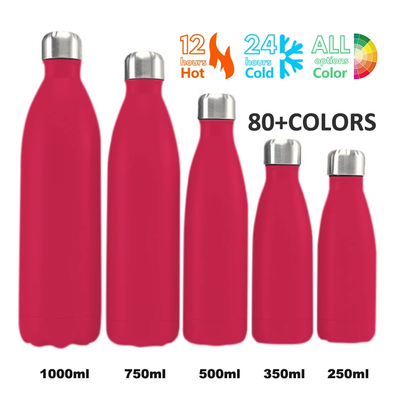 Metal 17 oz Cola Shape Sports Thermos Outdoor Stainless Steel Double Wall Water Bottle Rubber Drink Bottle Flask for Camping