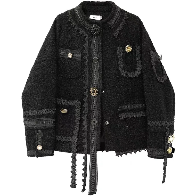 Горячая Распродажа модный дизайн кружевной украшения Женская короткая куртка пальто