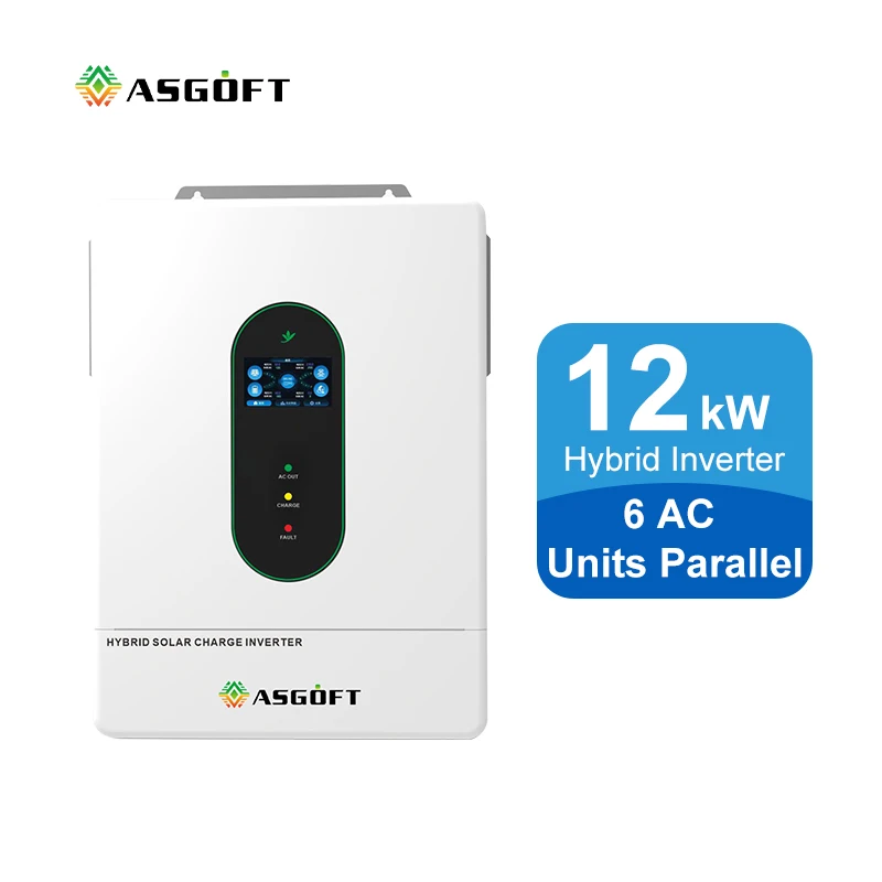 Asgoft split phase EU warehouse 220/230/240V Pure Sine Wave Hybrid System with MPPT 12kw 10kw 8kw solar inverter Smart on grid