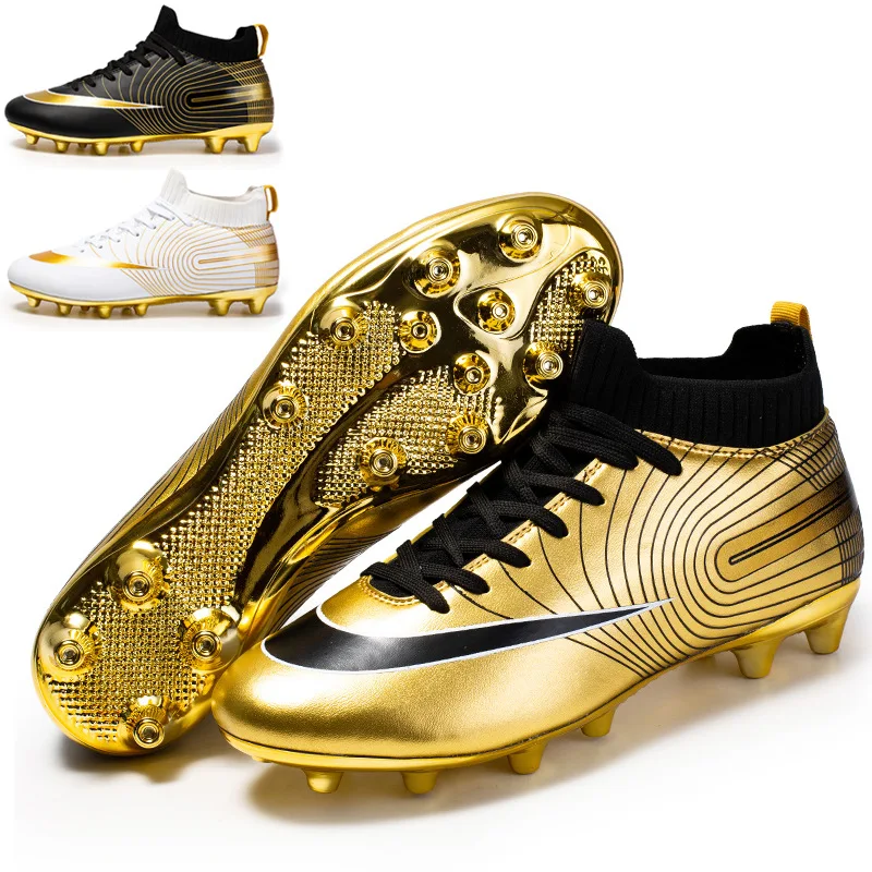 Golden football boots shoes pu material chuteiras society multi colors chuteira campo football soccer training shoes