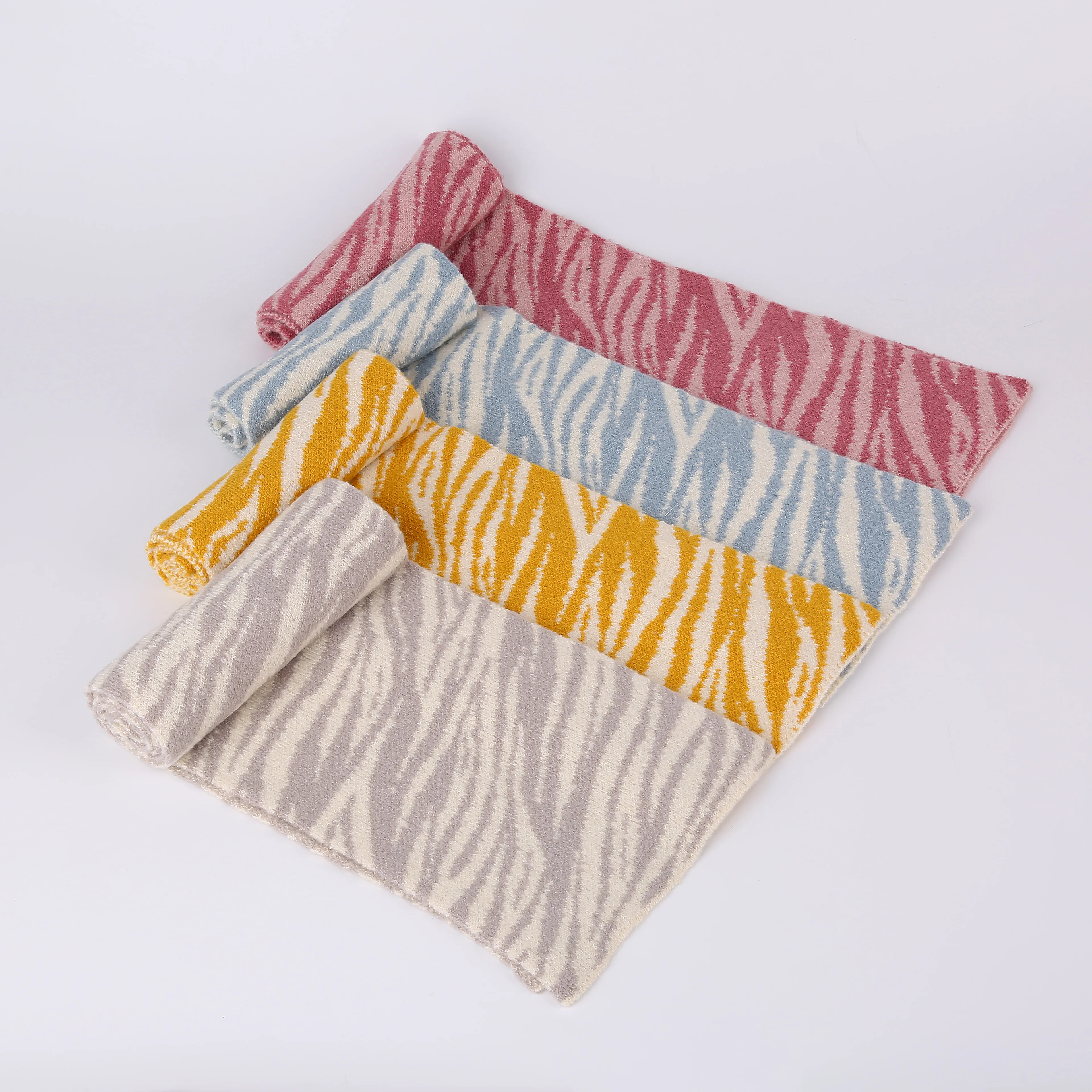 Zebra Pattern Scarf With Free Custom Sample Warm Luxury Knitted Fitted Candy Colors Winter Fashion Designer Women  Scarves